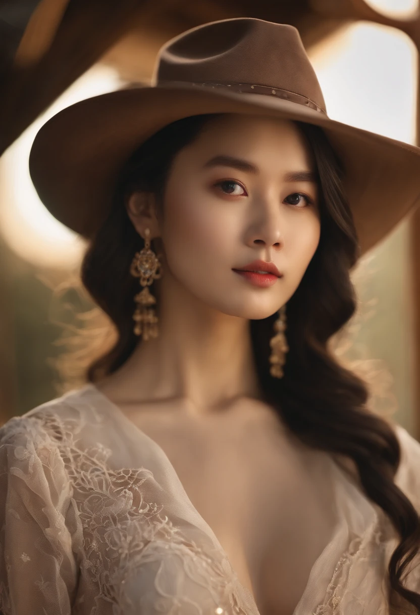 (Background, Symmetrical, Colorful geometric arabesque pattern composition):1.3, (high shadows detail), (Cowboy Shot:1.3), (Hair bun, Single braid, dark brown hair), Best Quality, masutepiece, 超A high resolution, (Photorealistic:1.1), Raw photo, (1womanl:1.3, Solo), (Asian Girl, ultra-delicate face, Super delicate eyes, Ultra-detailed nose, Ultra detailed mouth, Ultra-detailed facial features), (medium breasts:1.3), from the front side, (Shiny skin), lipgloss, Show cleavage、Fumika Baba、slightly pinkish cheeks、top-quality、masterpiece、超A high resolution、lovemaking、Deities々Right、God、A dark-haired、shinny skin、full bodyesbian、There is also a sense of intelligence、No fine wrinkles between the eyebrows、The nose is well-formed,For a delicately contoured face、Big eyes add sparkle、乃木坂アイドル、full bodyesbian、directly in front