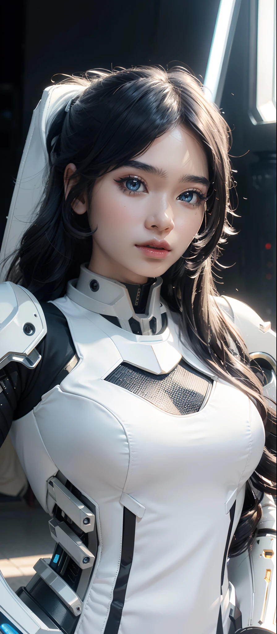 arafed woman beautiful asian girl, ig model | artgerm, asian girl, black haired girl wearing hoodie, korean girl(Best Quality, 8k, 32k, Masterpiece, UHD:1.3), (Photo of Attractive Japanese Woman),  (long wavy hair), Abs, Perfect Body, Ultra Detailed Face, Detailed Lips, Fine Eyes, double eyelids, , jaw-dropping beauty, girl in mecha cyber armor, ferra white mecha, female mecha, mechanized valkyrie girl, beutiful white girl cyborg, armor girl, clothed in sci-fi military armor, scifi woman, in white futuristic armor, gorgeous female paladin, mechanized soldier girl