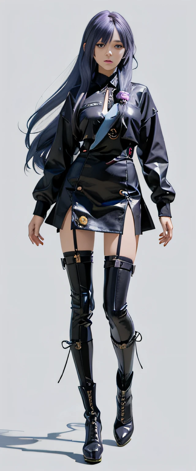 (((Plain background 1:2))) (masterpiece, high quality: 1.1) 1girl full body standing, HANDS ON HIPS