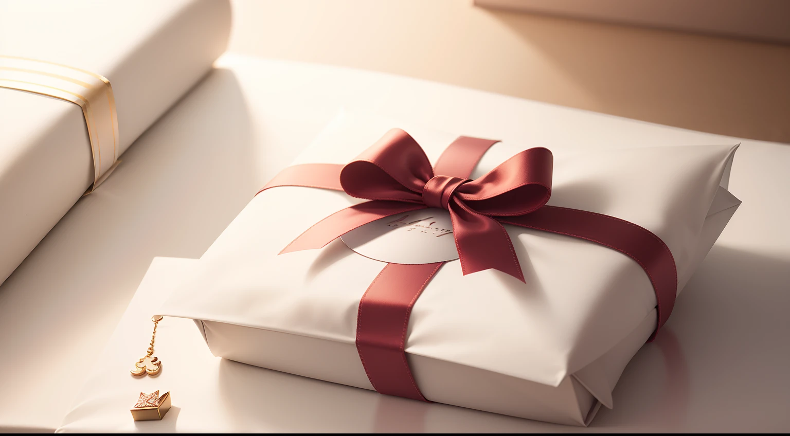 Envision an image of a birthday present, devoid of human presence, against a clean, white background:
In the center of the frame, there is a beautifully wrapped birthday gift. The gift box is adorned with high-quality wrapping paper, featuring a vibrant and eye-catching design. The paper is flawlessly creased and secured with an elegant bow made from satin ribbon.
The ribbon is perfectly tied in a decorative bow, with long, cascading tails that drape gracefully down the sides of the box. The ends of the ribbon curl delicately, adding a touch of whimsy to the presentation.
The gift itself is carefully chosen and impeccably wrapped, hinting at the thoughtfulness behind the gesture. Its shape and size are just right, creating a sense of anticipation and excitement.
Beside the gift, a small, handwritten birthday card rests on the pristine white surface. The card is beautifully crafted, featuring intricate details, heartfelt words, and perhaps a charming illustration or an embossed design.
The white background enhances the visual appeal of the gift, emphasizing the purity and simplicity of the moment. There are no distractions—only the elegant present and the heartfelt card, ready to bring joy to the recipient.
This image encapsulates the essence of giving and receiving on a birthday, where thoughtfully chosen gifts and heartfelt messages convey love and celebration. It's a representation of the joyous act of giving and the anticipation of delighting someone on their special day.
