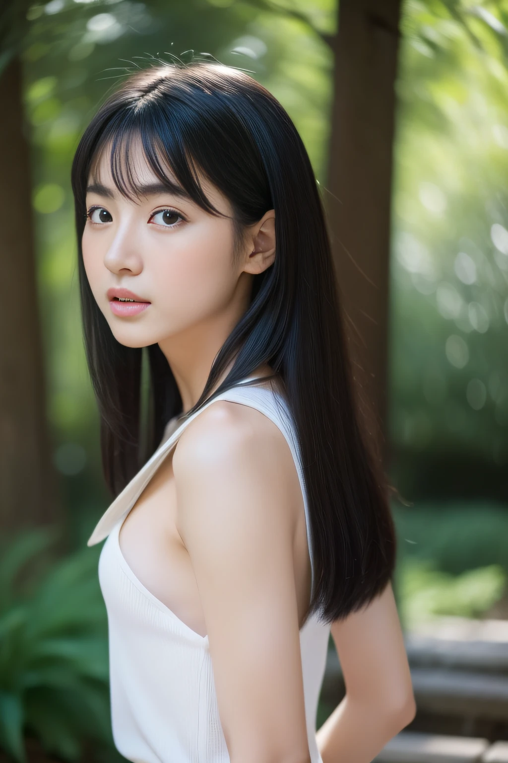((best quality)), ((masterpiece)), (detailed), perfect face, Beautiful Japanese woman, nude, large teardrop breasts, nipples , kneeling, knees spread, showing pussy, Vagina, dirty sex dungeon,