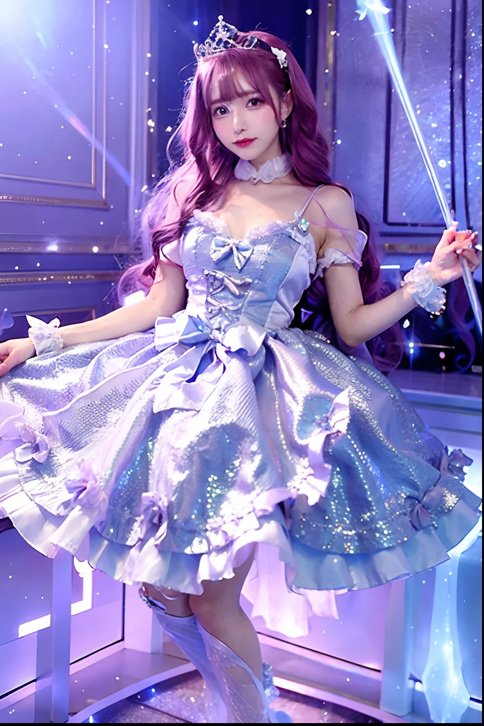 Silver Satin Dress、Alafe with a wand and crown, fantasy dress, magical dress, dreamy style, very magical and dreamy, ****ta Fashion, ethereal fairy tale, fairycore, fantasy outfit, wearing fantasy formal clothing, angelic pretty, dreamy and detailed, ****ta style, fantasy style clothing, rococo dress, Fantasy aesthetics!, romantic dress