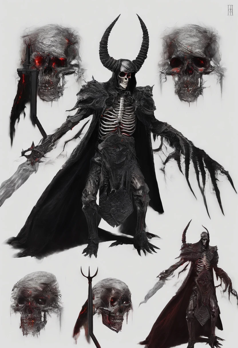 devil horns,Claws,battleaxe,Spooky environment,dentes pontiagudos,Berserker,full bodyesbian,Powerful aura,A strong sense of oppression,incredibly detailed,Red-eyed skeleton,The flames of hell are raging,Skeleton Legion,Ultra photo realsisim