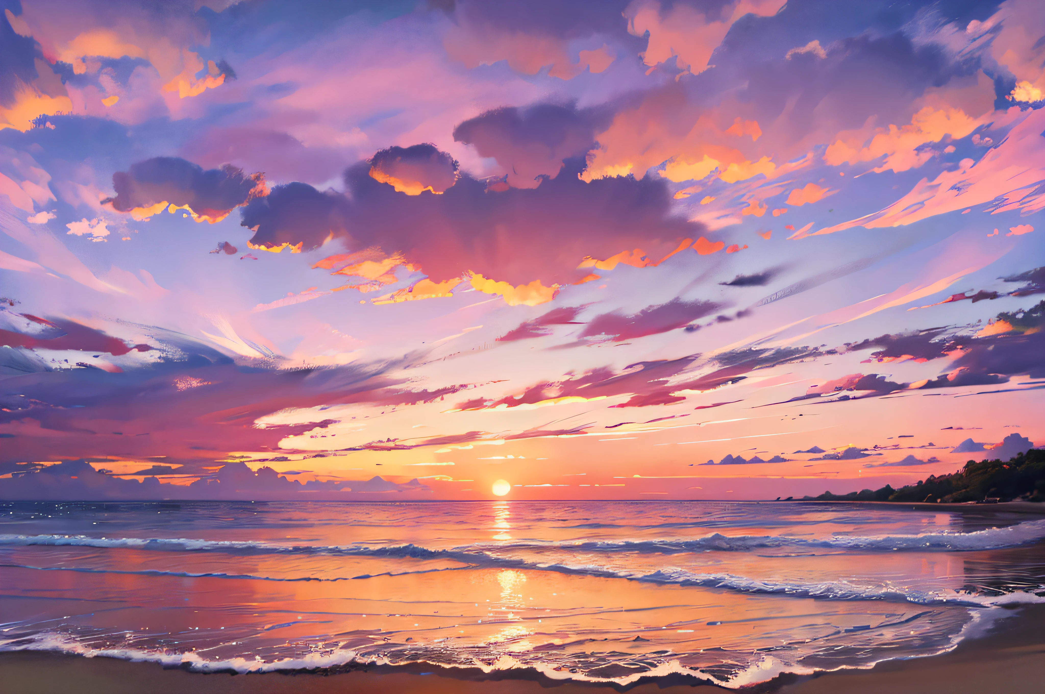 light soft panorama sunset sky background with pink clouds --auto --s2