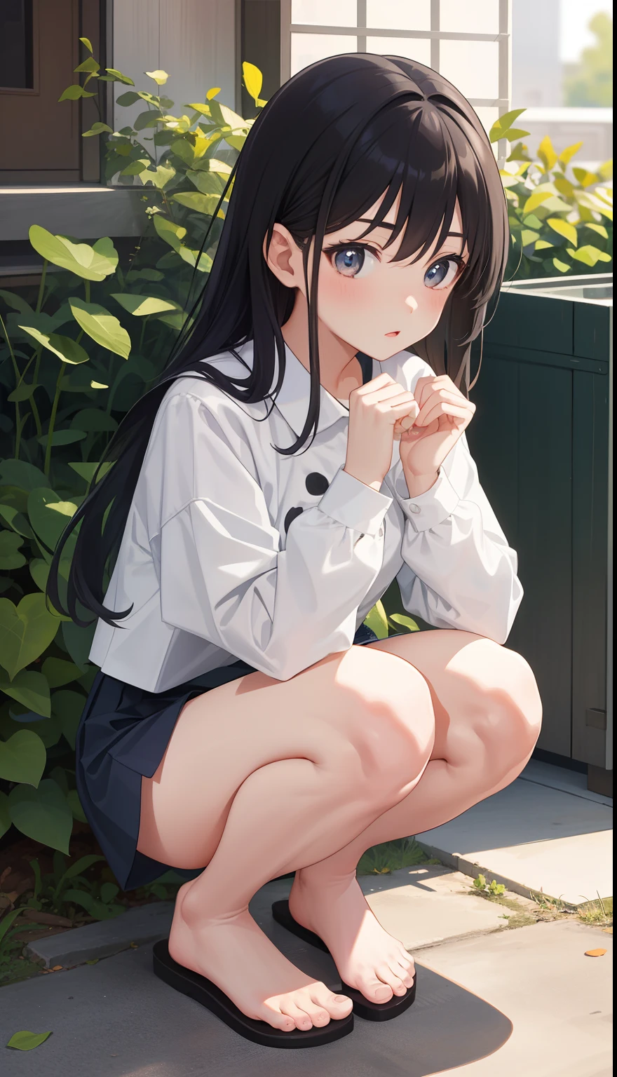 1girl in、AS-Adult、Underwear、Cute underwear、Squatting panchira、