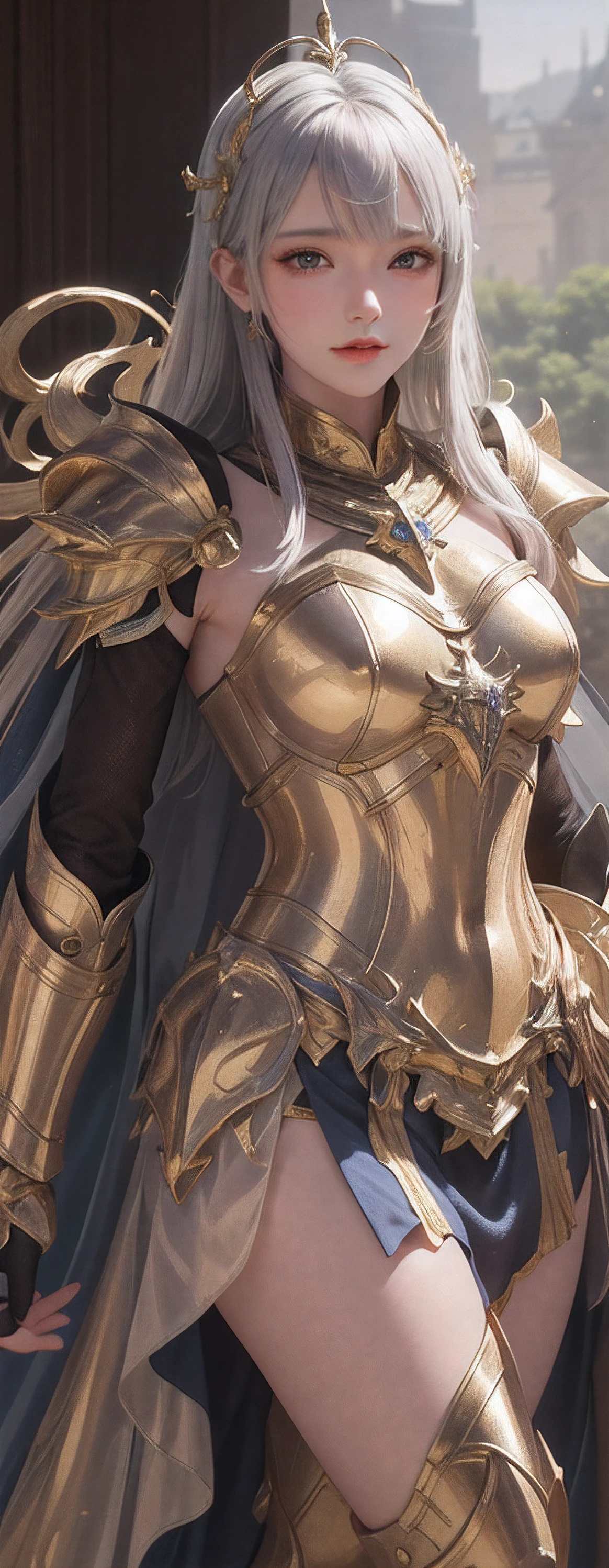 Close-up de uma garota com uma espada,corpo completo , personagem de fantasia ultra-detalhado, intrincado lindo estilo CGI anime, female demon suitable for white horns, fantasia de detalhe 4K, Iconic character of high detail, handsome biomechanical elf, personagem de fantasia complexa, High detail and very sharp and intricate art. octan render, 3D rendering 8K character art , deserto , Ruins of a castle