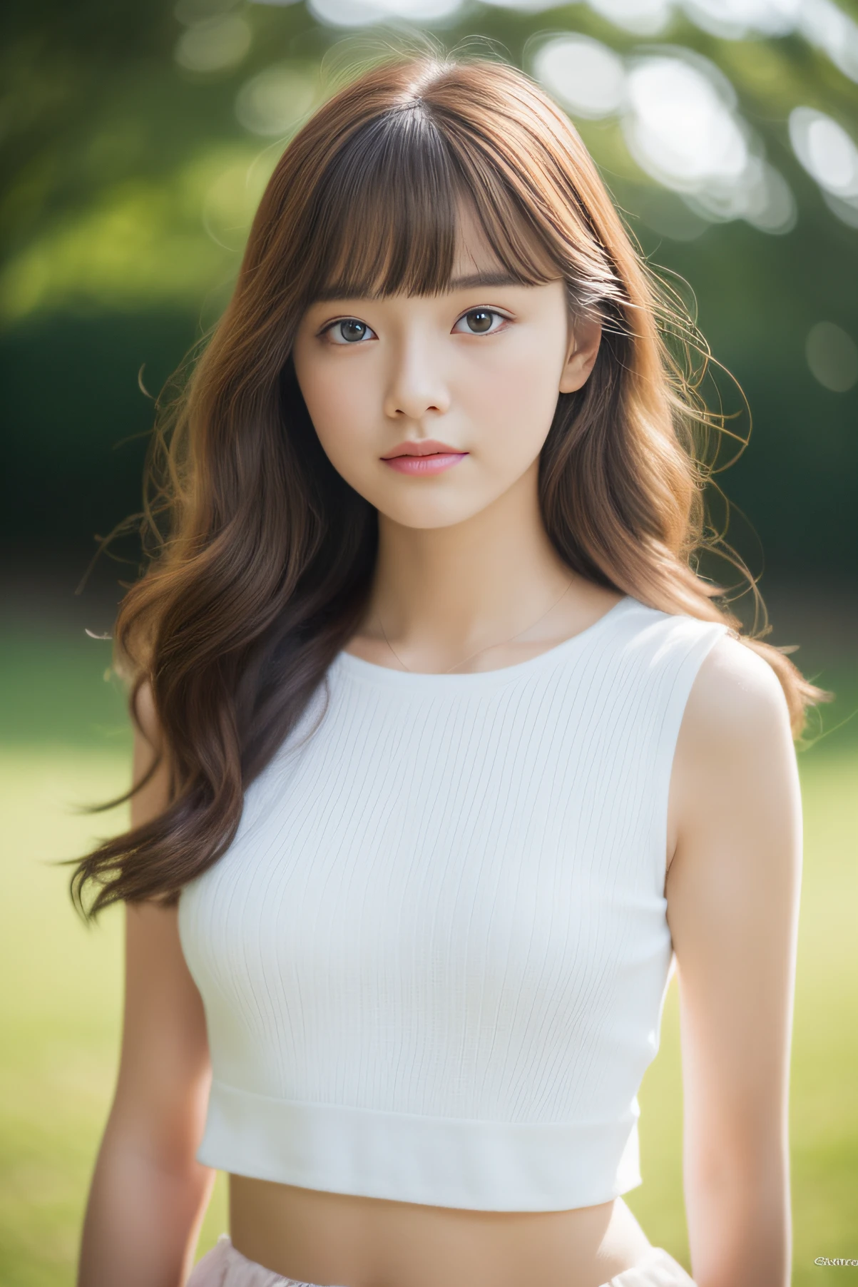 8k、highest quality、masterpiece、超A high resolution、photograph、Beautiful Japanese women's elegance、Single-lens reflex camera、There are some good ones too、Transparent atmosphere、Sexy lips、Diagonal bangs、Beautiful Face、Medium Long Hair、Creating Bangs、smile、Natural soft light、22 year old woman in suit、Wore skirts、Country Road、Biking
