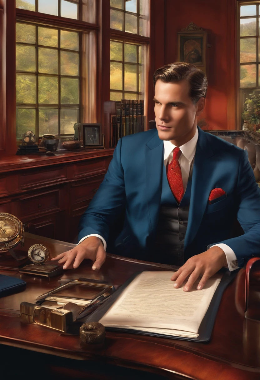 Man host sat behind desk