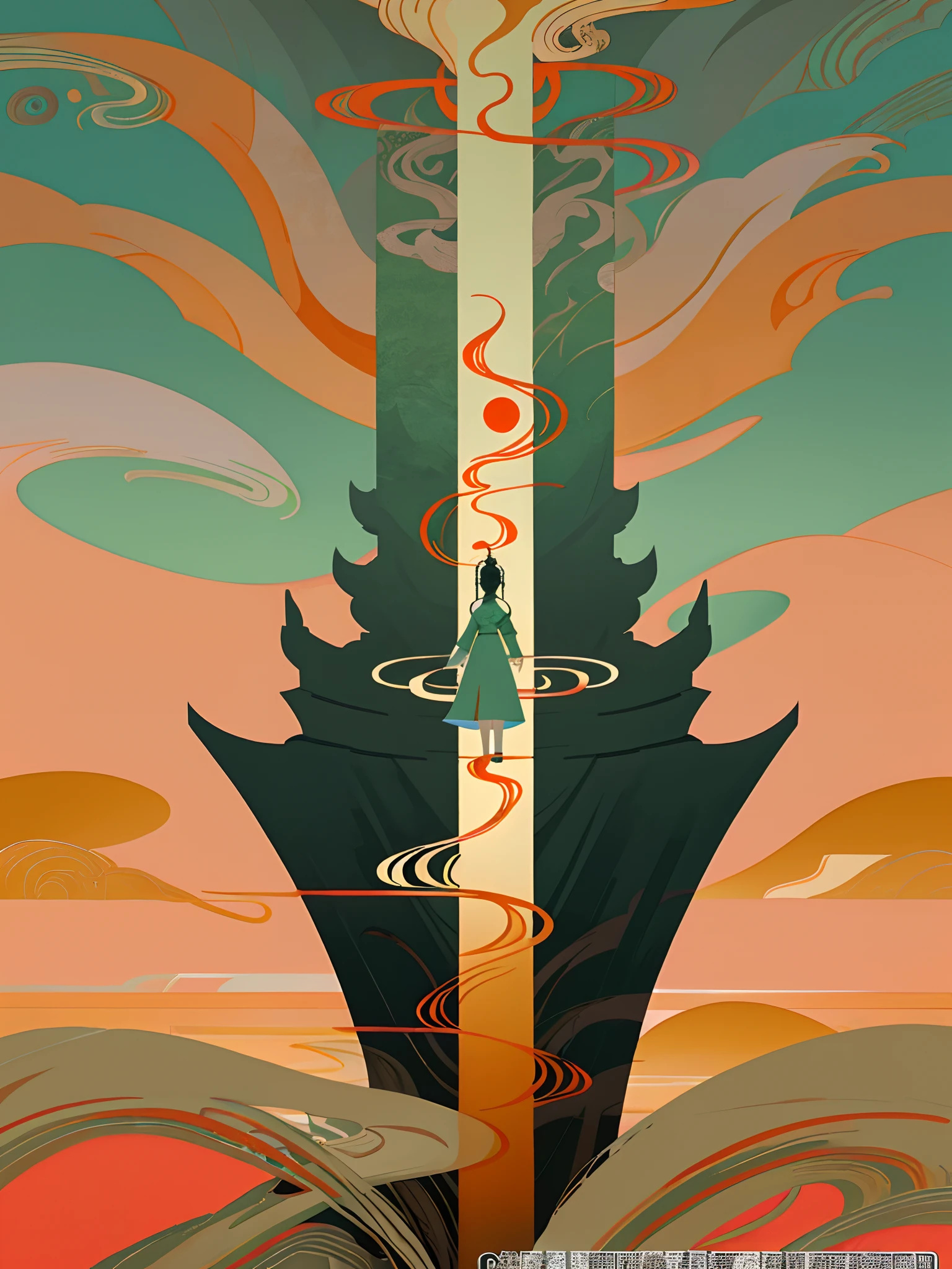 Models：Counterfeit-V3.0
Prompt words：（Chinese landscape）， abstract paintings， （Zen Buddhism， Amy Sol style）， （springtime， green trees， peach blossom， rivulets， Chinese style architecture）， Light abstract cover art， Simple vector art， Contemporary Chinese art， Gradient of color， Pastel color palette， Hierarchical form， Whimsical animation， The style is ethereal and abstract， 4K