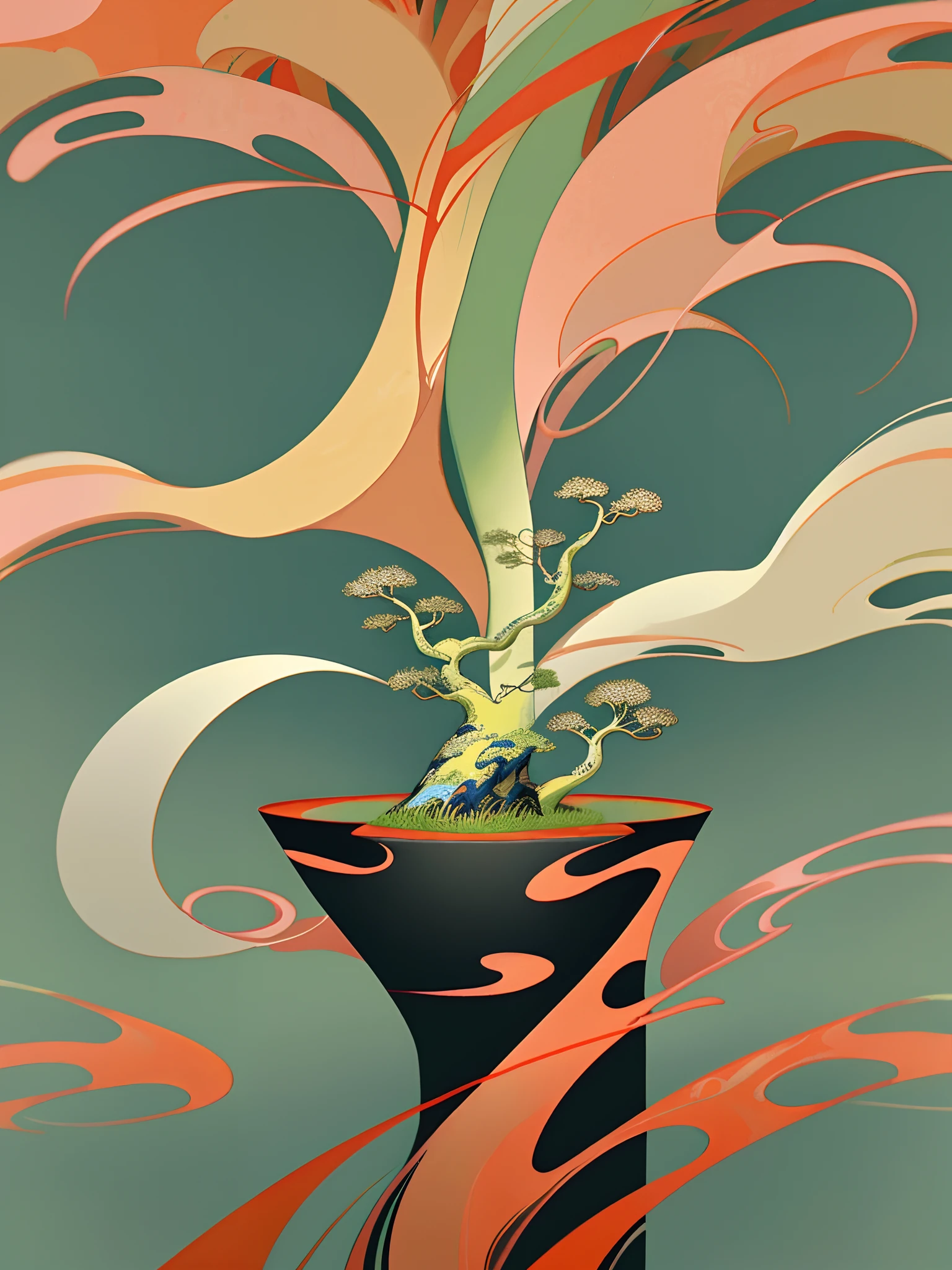 Models:Counterfeit-V3.0
Prompt words:(Chinese landscape), abstract paintings, (Zen Buddhism, Amy Sol style), (springtime, green trees, peach blossom, rivulets, Chinese style architecture), Light abstract cover art, Simple vector art, Contemporary Chinese art, Gradient of color, Pastel color palette, Hierarchical form, Whimsical animation, The style is ethereal and abstract, 4K