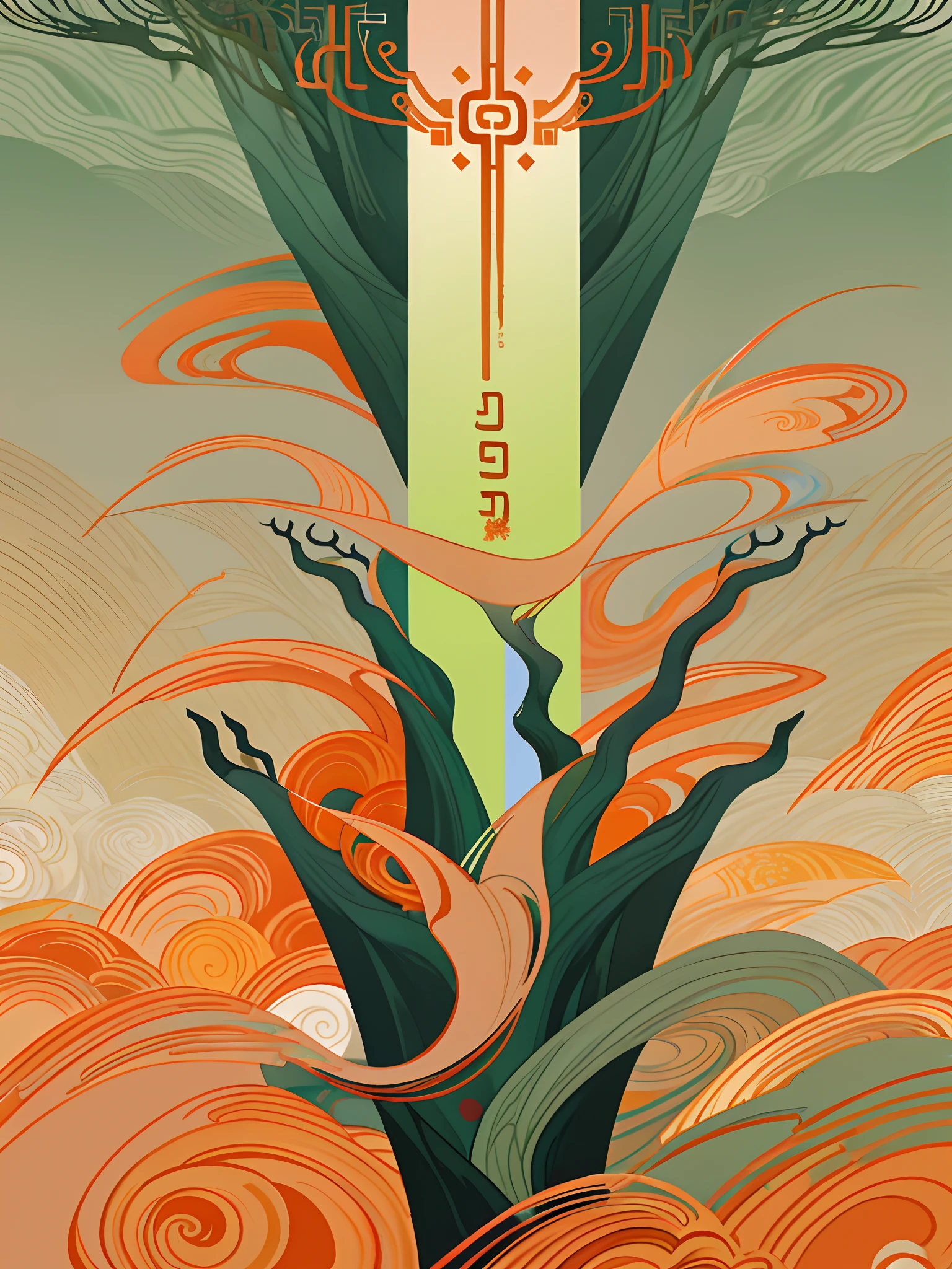 Models：Counterfeit-V3.0
Prompt words：（Chinese landscape）， abstract paintings， （Zen Buddhism， Amy Sol style）， （springtime， green trees， peach blossom， rivulets， Chinese style architecture）， Light abstract cover art， Simple vector art， Contemporary Chinese art， Gradient of color， Pastel color palette， Hierarchical form， Whimsical animation， The style is ethereal and abstract， 4K