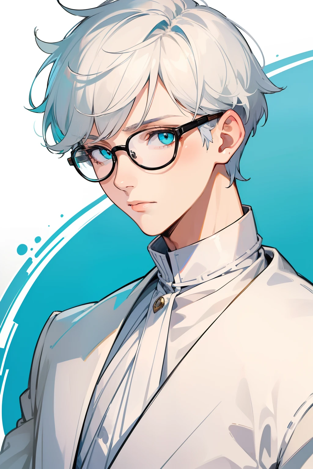 A close up of a person wearing glasses and a white shirt - SeaArt AI