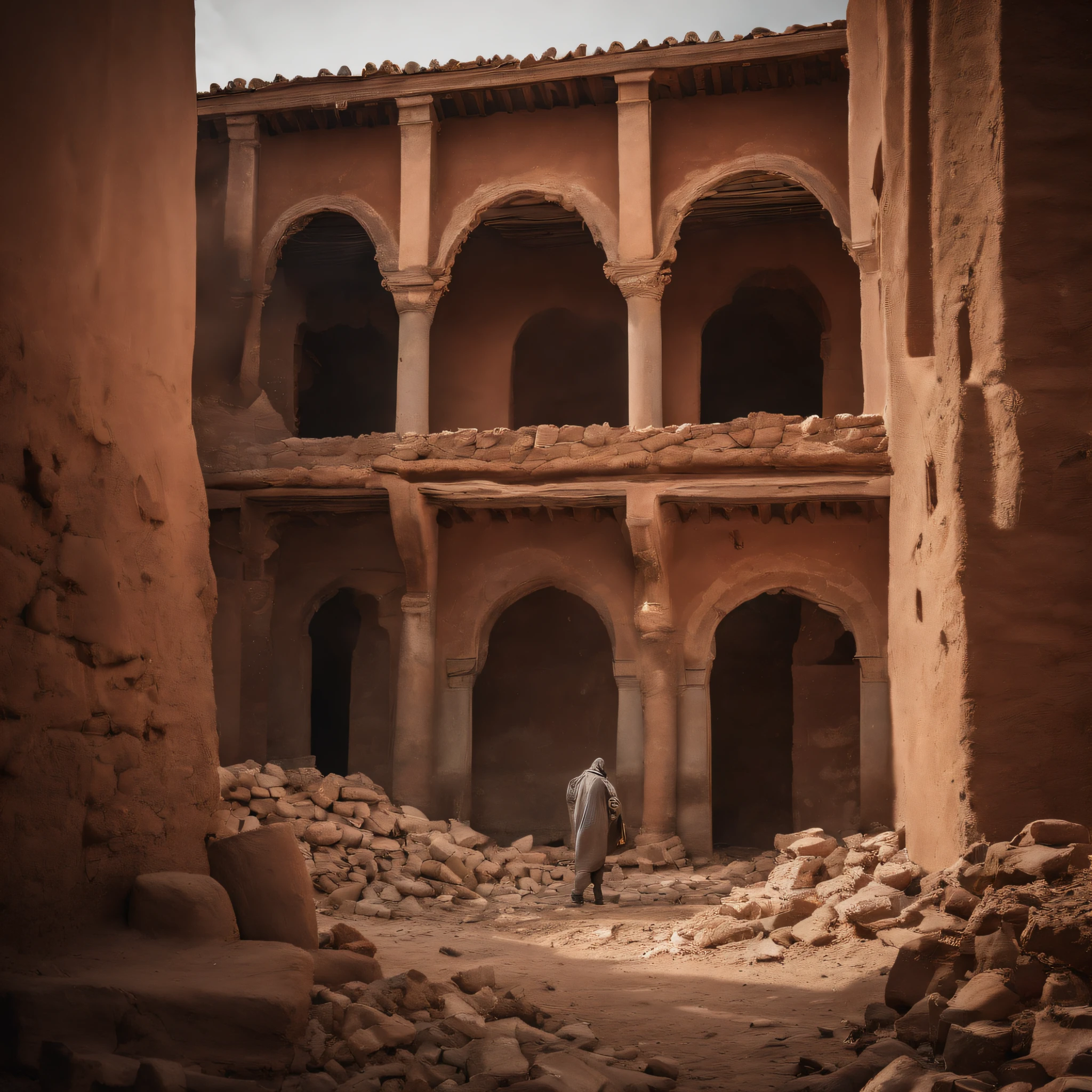 Marrakech earthquake, destroyed moroccan buildings, broken medina walls