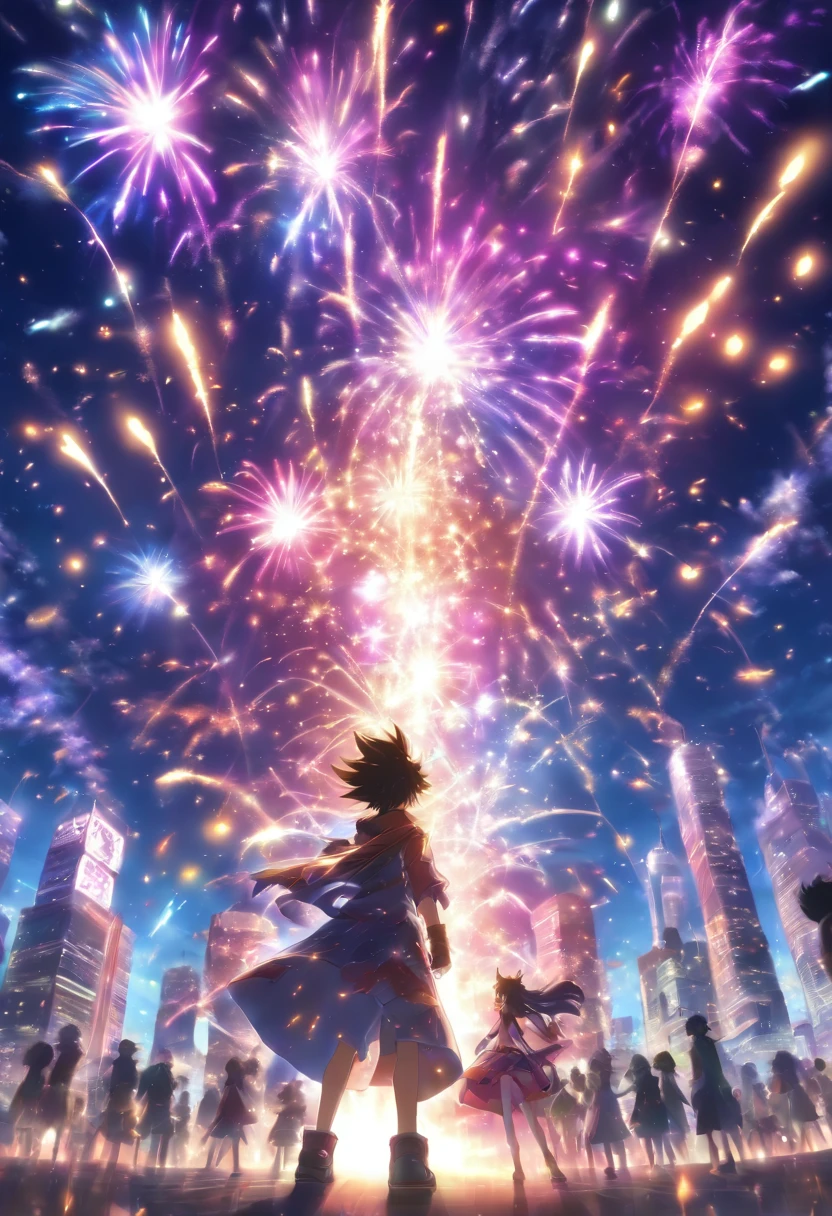 Spectacular fireworks display. The fireworks are huge