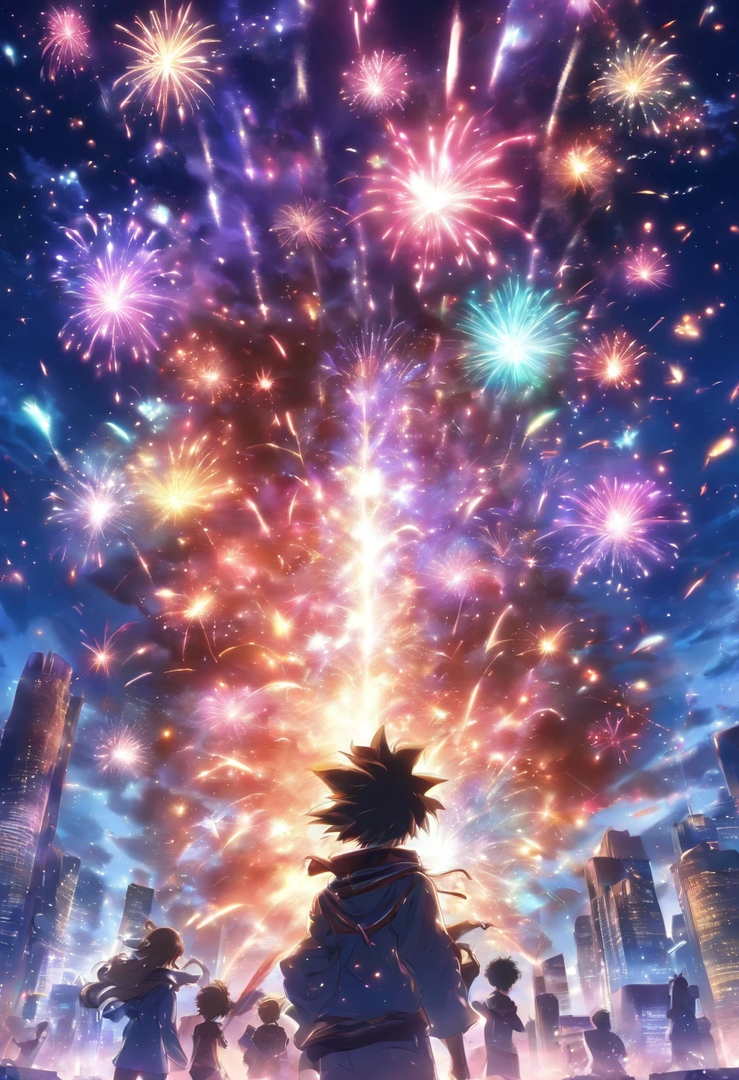 Spectacular fireworks display. The fireworks are huge