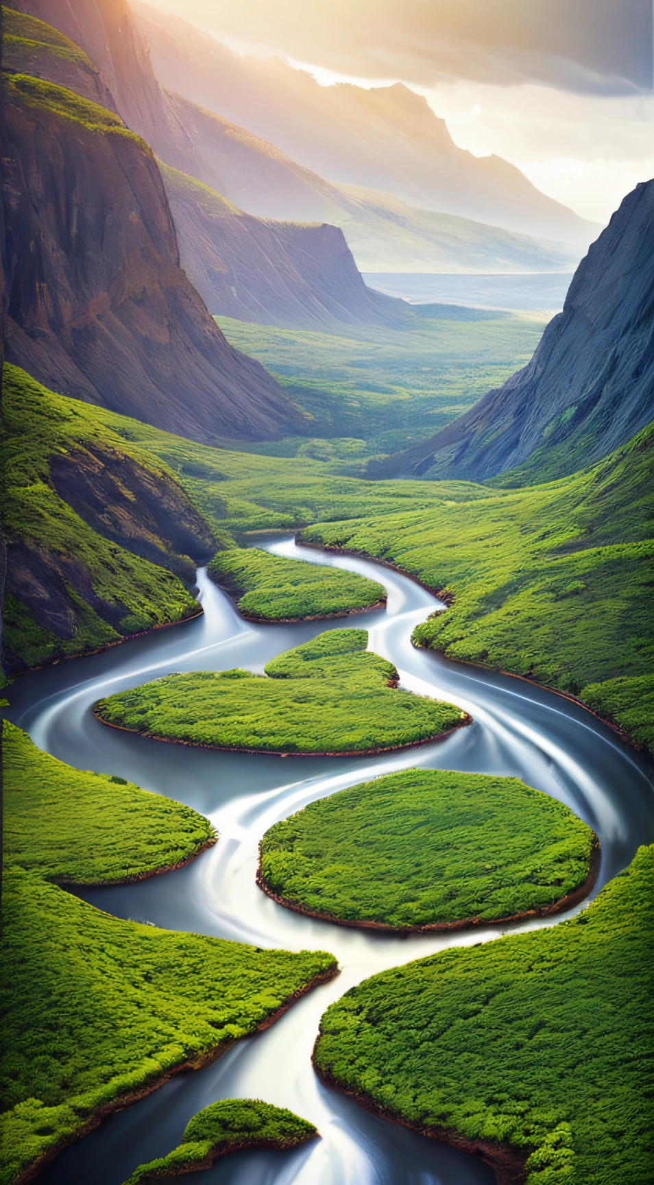 landscape, Water, mountainscape, most beautiful artwork in the world, Professional Photography, Convoluted, high detailing, Sharp Focus, Dramatic