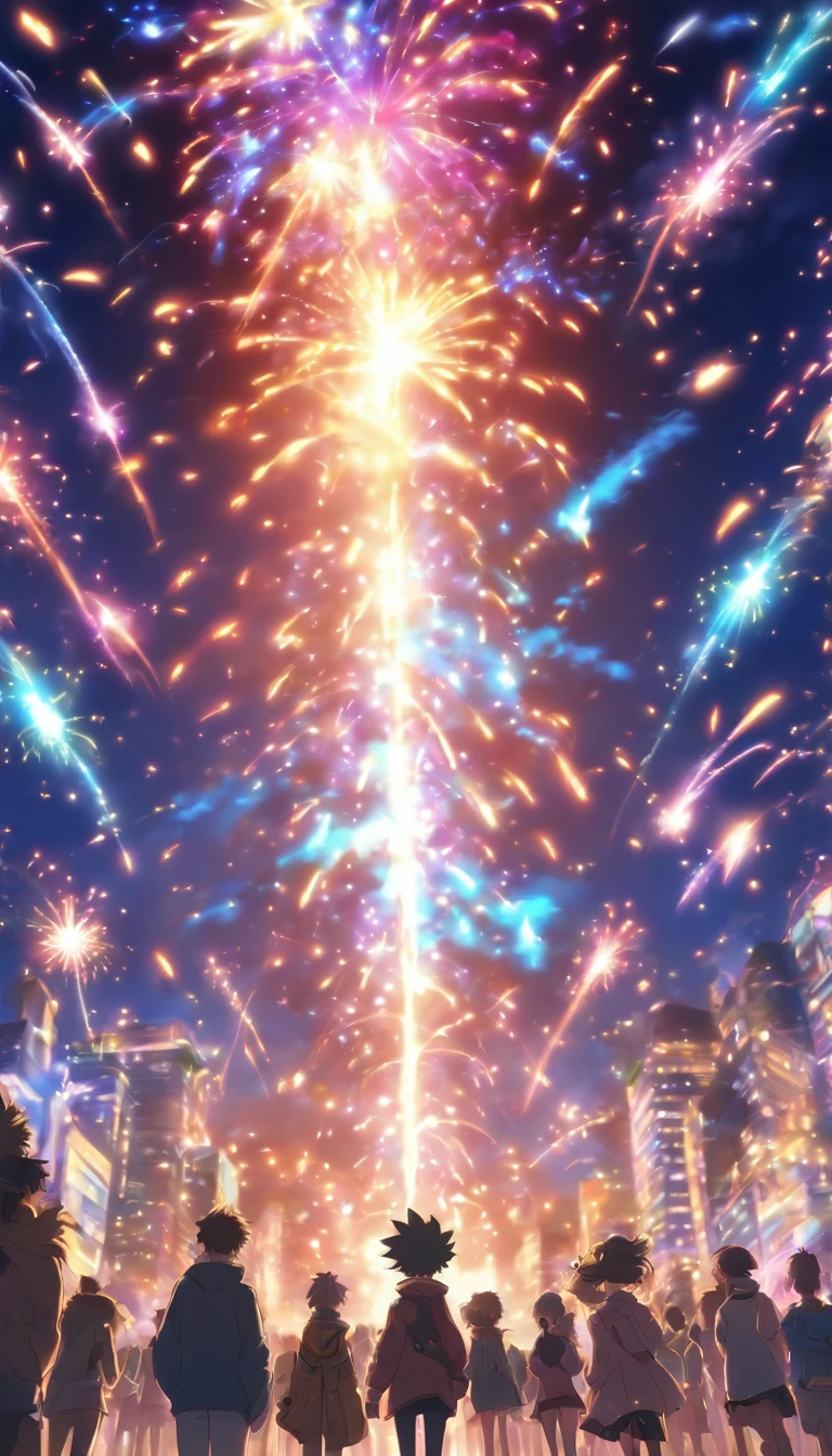 Spectacular fireworks display. The fireworks are huge