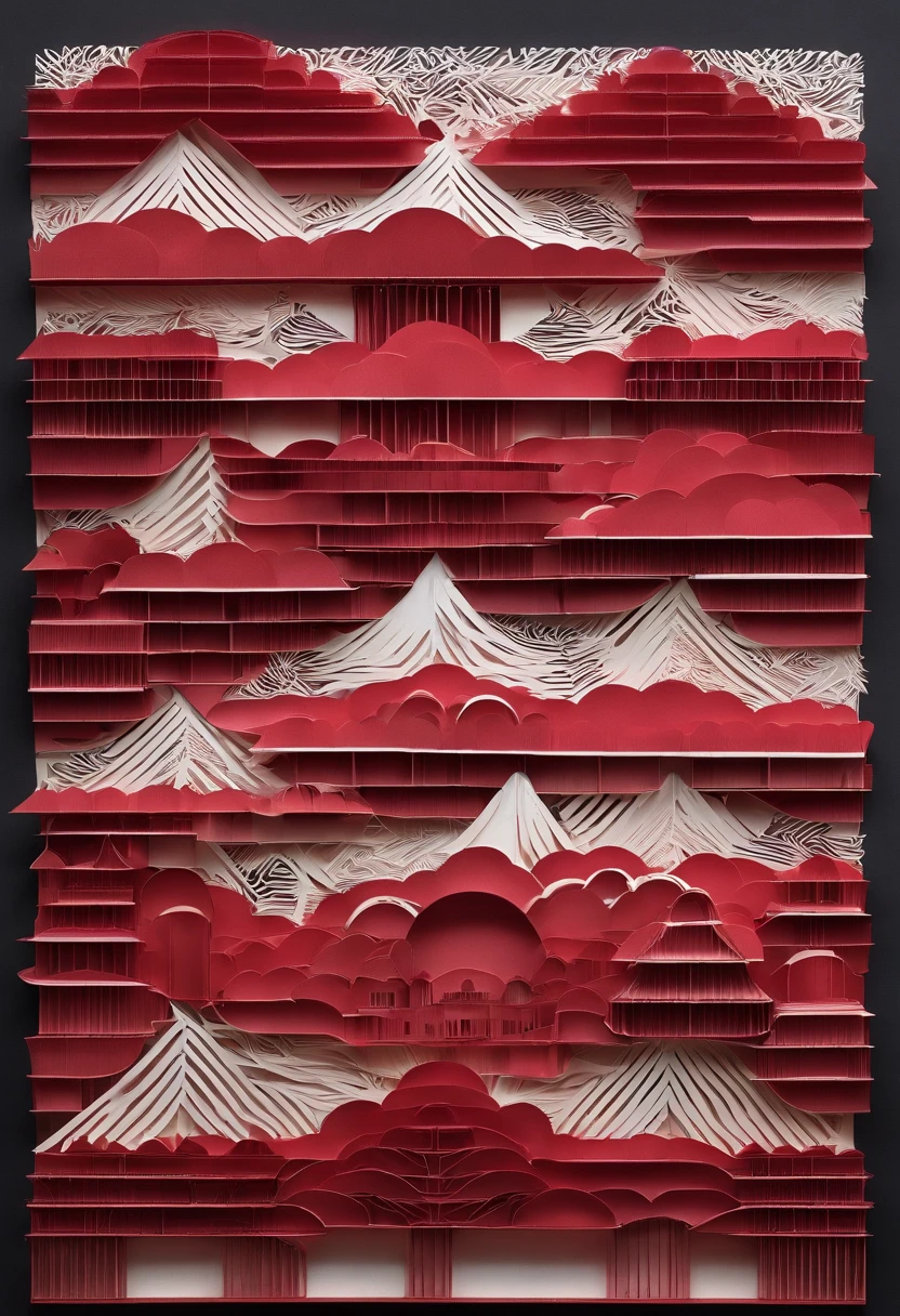 terraced,red colour,with black background,high qulity