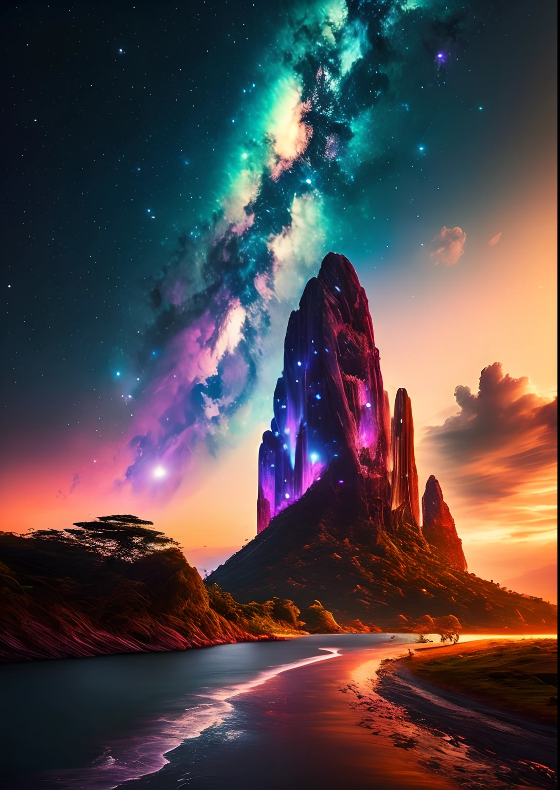 dreamlikeart, galaxies, space, nebulae, stars, [cyberpunk] Thailand Photos from (star:1.5),