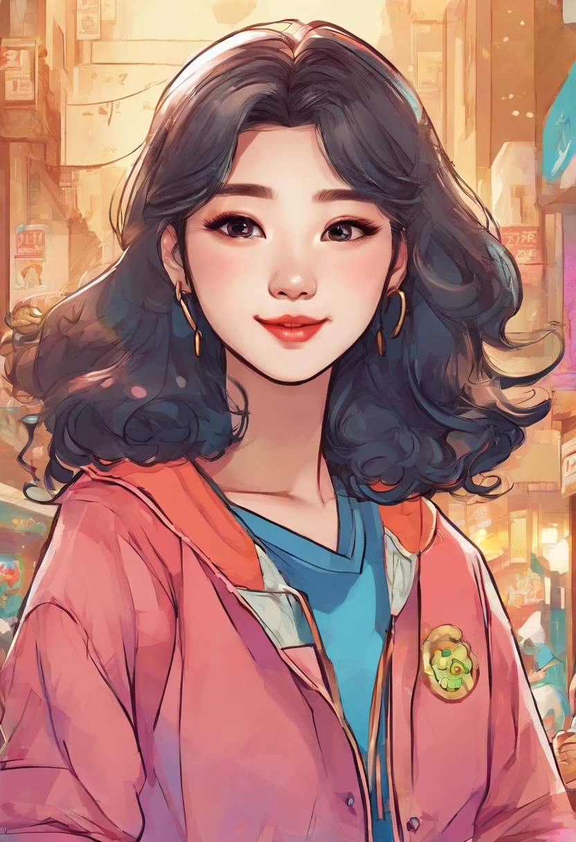 Super pretty 20 year old Korean girl,happy face, Cartoon style illustration, Cartoon Art Style, Cartoon Art Style, Digital illustration style, Highly detailed character design, cute detailed digital art, beautiful digital illustration, high quality portrait, Comic art, Asia, Character Design Portrait,