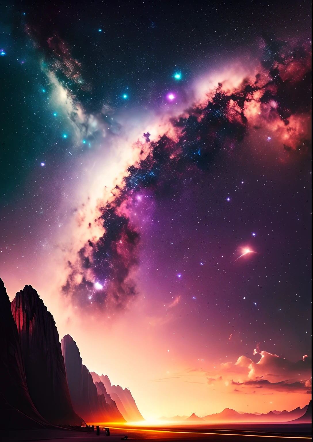 dreamlikeart, galaxies, space, nebulae, stars, [cyberpunk] Thailand Photos from (star:1.5),
