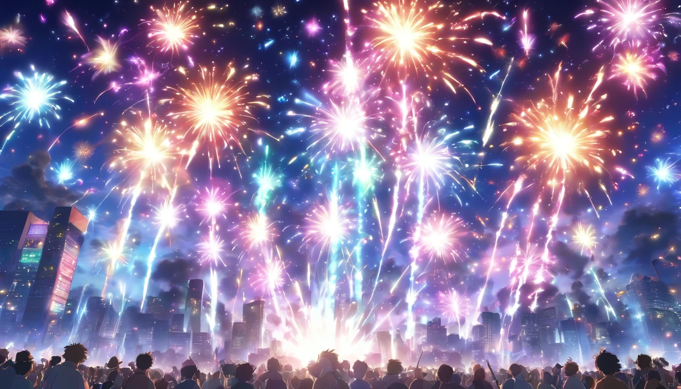Spectacular fireworks display. The fireworks are huge