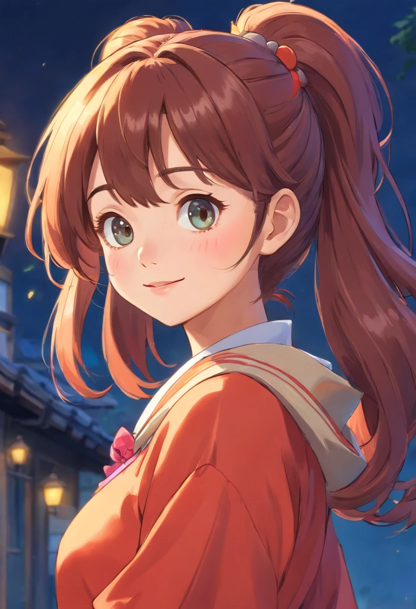 Hairstyles: ponytale, Super pretty 20 year old Korean girl,happy face, Cartoon style illustration, Cartoon Art Style, Cartoon Art Style, Digital illustration style, Highly detailed character design, cute detailed digital art, beautiful digital illustration, high quality portrait, Comic art, Asia, Character Design Portrait,