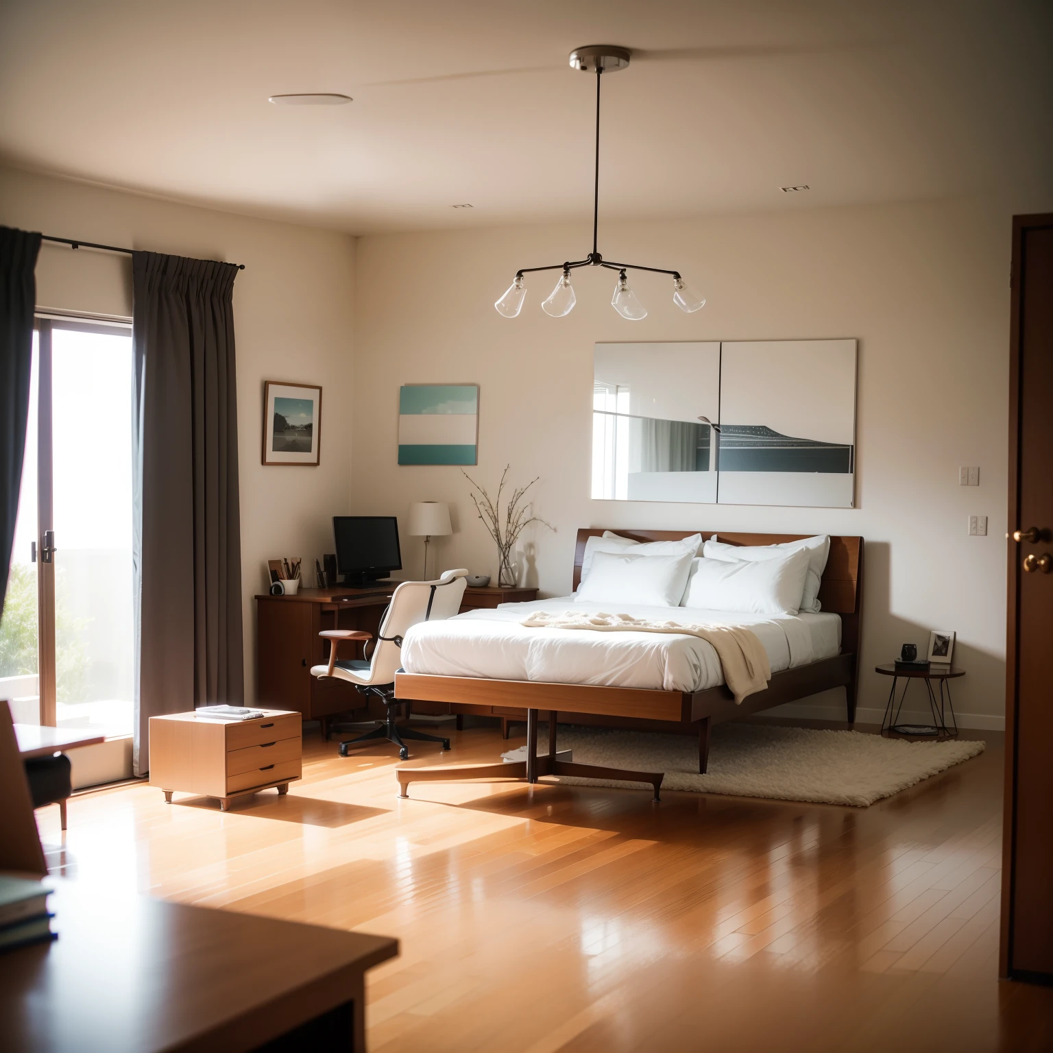 decorating a stunning mid-century modern master bedroom. Eames Lounge Chair