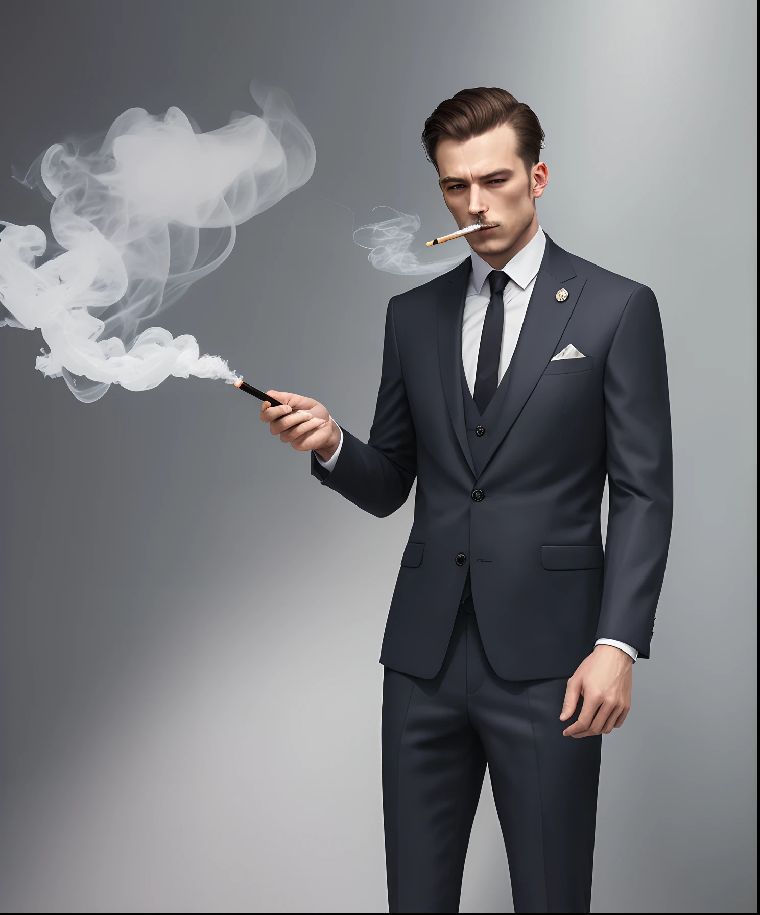 man suit crystal arm smoking