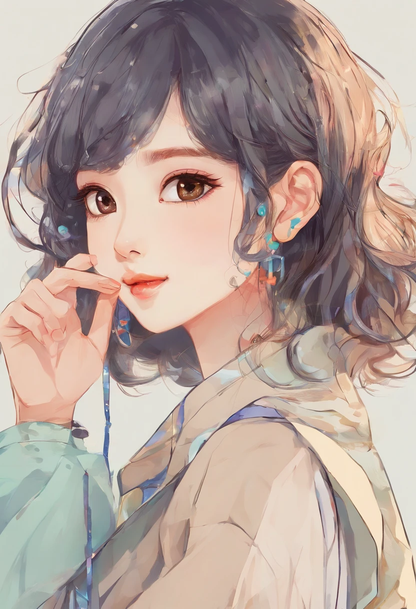 Hairstyles:  cut, Super pretty 20 year old Korean girl,happy face, Cartoon style illustration, Cartoon Art Style, Cartoon Art Style, Digital illustration style, Highly detailed character design, cute detailed digital art, beautiful digital illustration, high quality portrait, Comic art, Asia, Character Design Portrait,