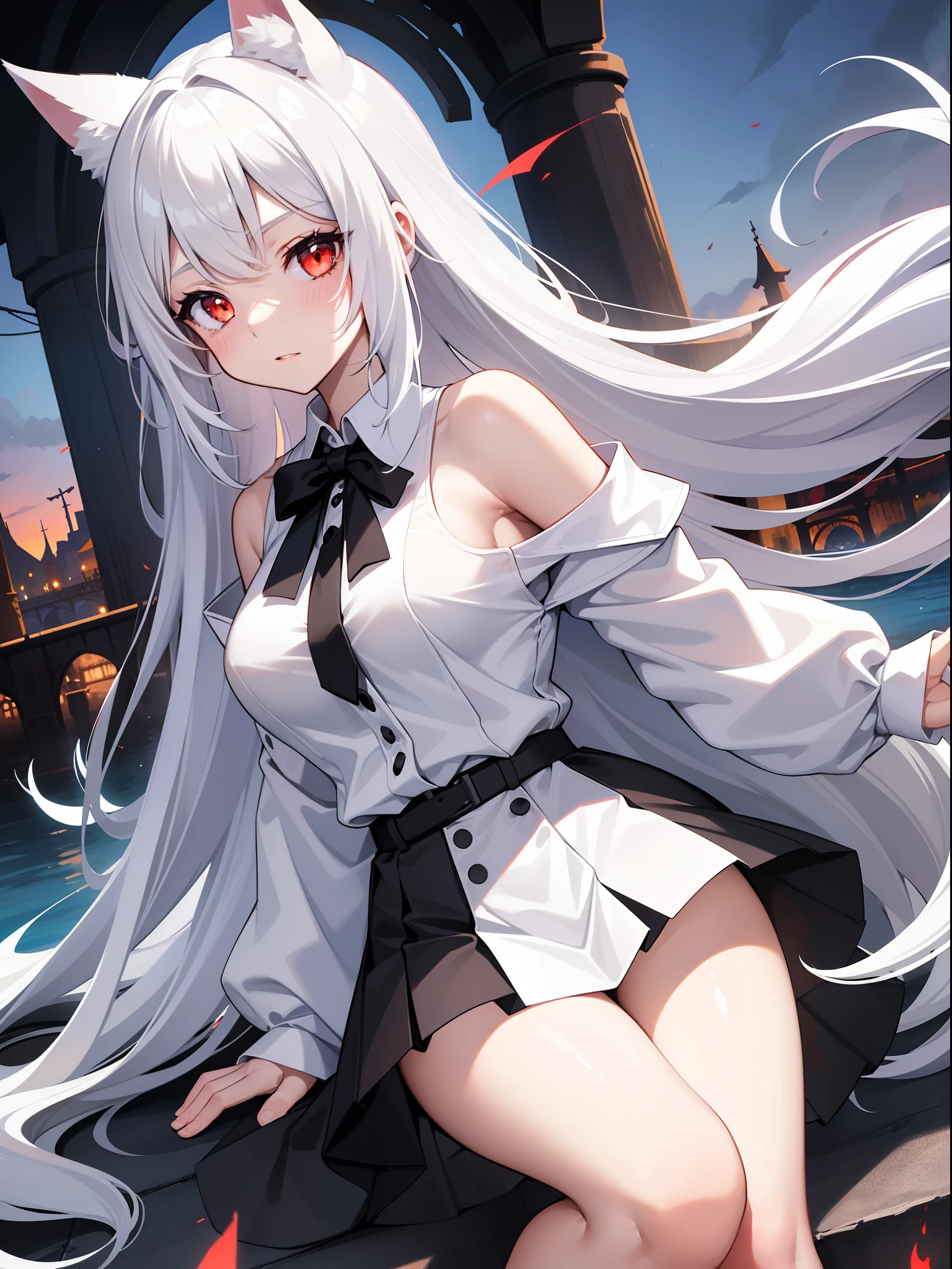 a girl,sheep'bugle, full color, Long white hair, Red eyes ,Eyeliner, black transparent clothes, Red, open air, Rose, night, ruins, Butterfly,mine same as the original, mine, , (:1.2)
rest, (cheongsam), (view from below), (place one's arms behind one's back), (wild lift), thin dress, Crotch cutout, best quality, high resolution, unified 8k wallpaper, (illustration:0.8), (beautiful and delicate eyes:1.6), extremely detailed face, perfect lighting, Very detailed cg, (perfect hands, perfect anatomy),soles of feet,sitting,blond,red lips,Acting cute,Feet close up,Soon,Complete feet,white,close up, ((Nude)), ((from below:1.3)), ((beautiful feet, toes))