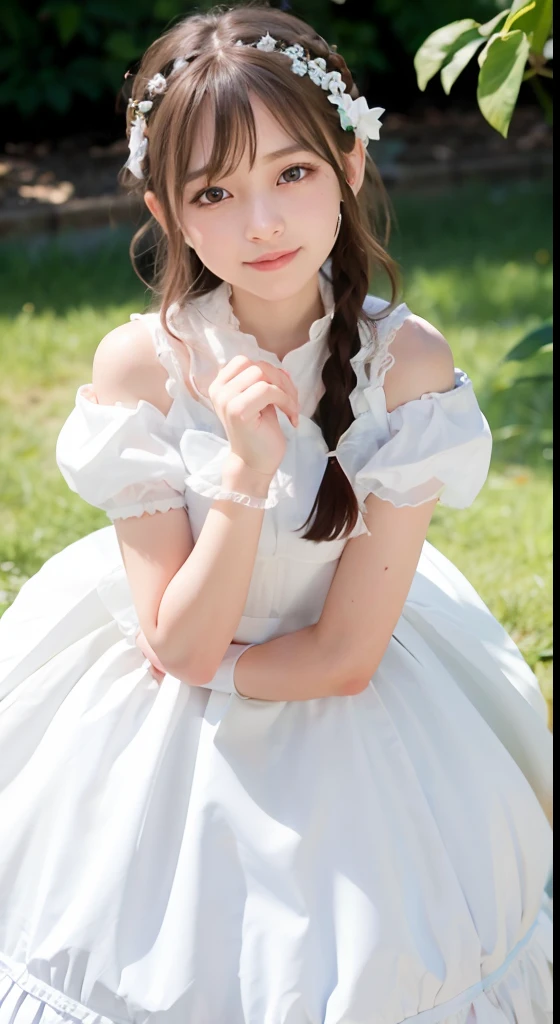 High resolution, extremadamente detallado, realce facial, mansion, , Young girl, An innocent and cute eight-year-old girl, vestido de princesa, Medias blancas, bragas blancas, ropa interior color blanco de encaje, piernas en forma de M, mostrando las bragas,