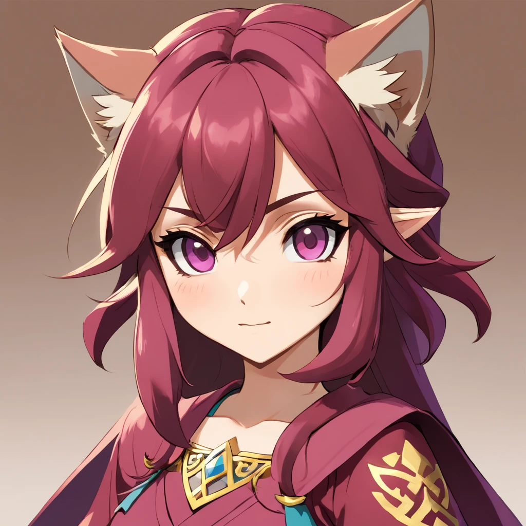 (masterpiece), best quality, expressive eyes, perfect face, fantasy cat girl ninja, hand focused, ninja mask, maroon