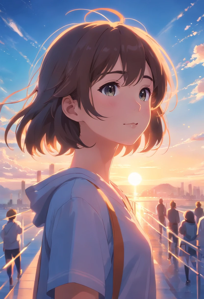 masterpiece、top-quality、Movie stills、1girl in、teens girl、floating in sky、a closeup、发光、Happiness、Warm and soft lighting、daytime、commemoration(Spark:0.7)、