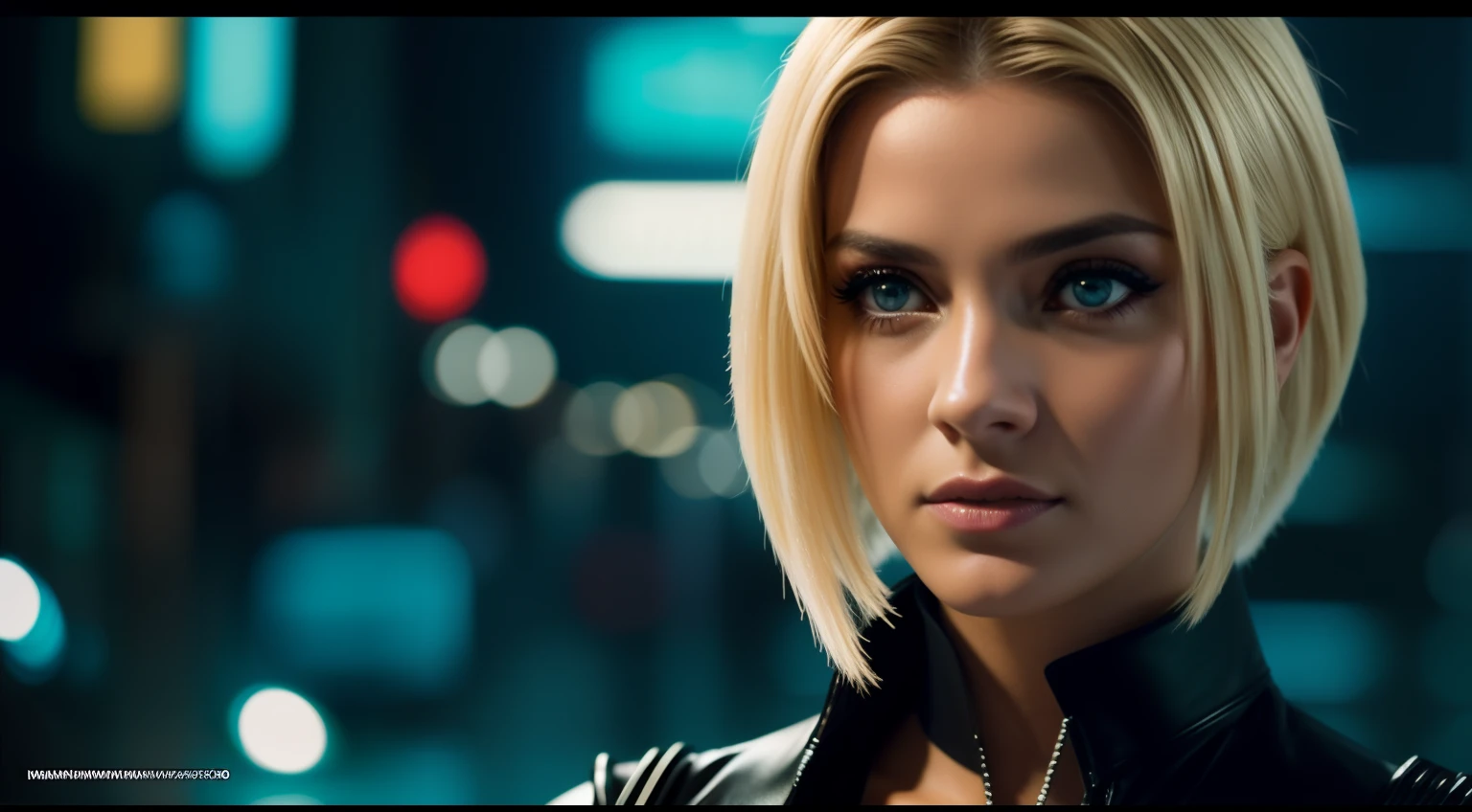 Close-up, uma bela moda elegante italiana, roupa esfarrapada, Cabelos longos, blonde hair, roupa punk, roupa rosa, batom, action movie scene, Jantar Distópico Cinematic Blade Runner, noite, movimentado com sinais de neon, blade runner aesthetics, lotado de pessoas, cinematografia de filmes, gangue trash, pessoa atraente, High emphasis on detail, vestindo equipamentos de tecnologia do tempo, gangue trash, Vida noturna, cheio de vida, gangue trash, action movie shot by Kon Satoshi, estilo Semi Impasto, tinta escura, Atmospheric, brilhante, lighting dramatic, olhos bonitos, symmetric eyes, olhos perfeitos