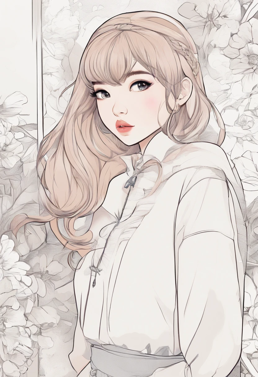 Hairstyles: shapely, A high ponytail adds an element of sophistication and style, Super pretty 20 year old Korean girl,happy face, Cartoon style illustration, Cartoon Art Style, Cartoon Art Style, Digital illustration style, Highly detailed character design, cute detailed digital art, beautiful digital illustration, high quality portrait, Comic art, Asia, Character Design Portrait, Rough line sketch style,