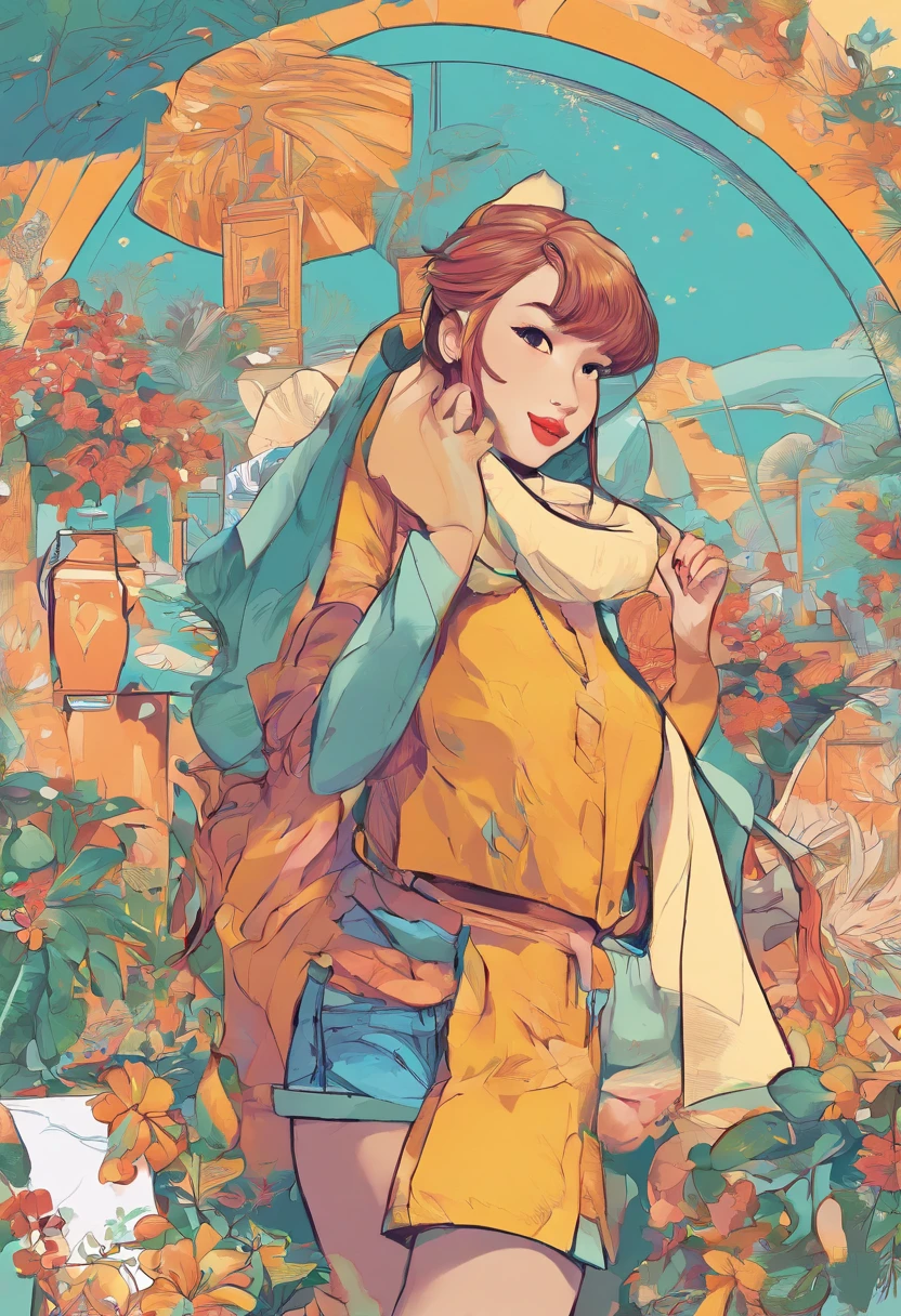 Hairstyles: shapely, A high ponytail adds an element of sophistication and style, Super pretty 20 year old Korean girl,happy face, Cartoon style illustration, Cartoon Art Style, Cartoon Art Style, Digital illustration style, Highly detailed character design, cute detailed digital art, beautiful digital illustration, high quality portrait, Comic art, Asia, Character Design Portrait, Rough line sketch style,