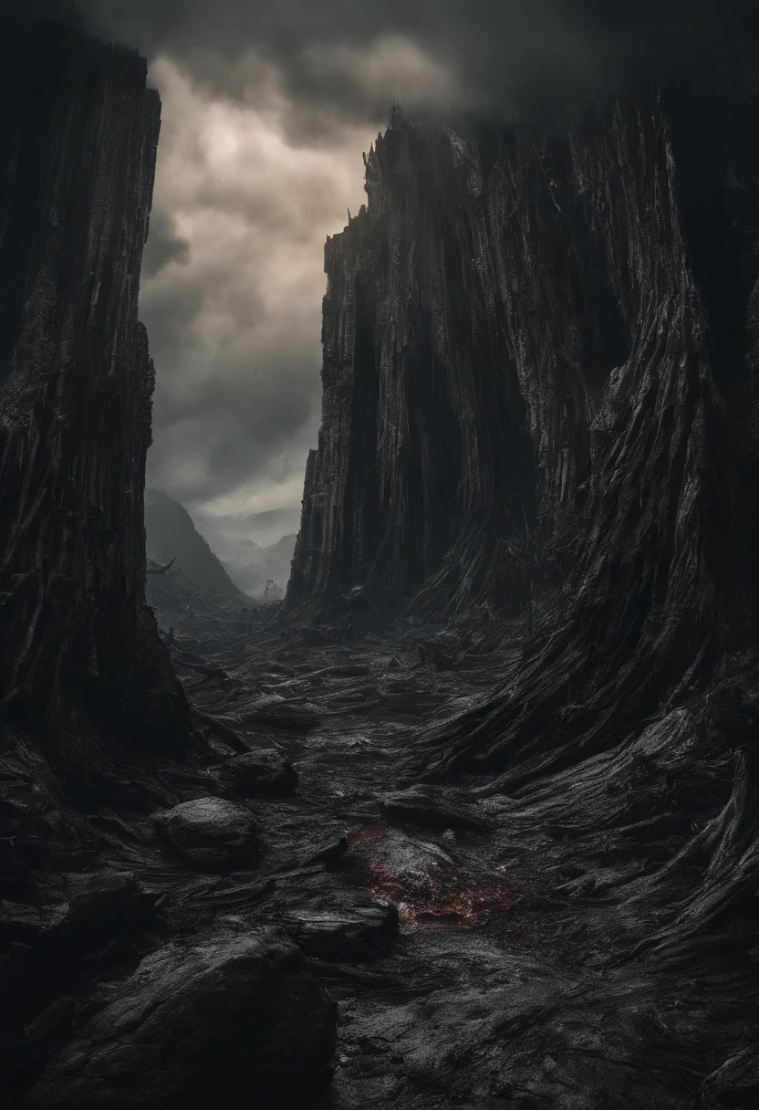 a volcano erupts,Blood-red magma,Rock splashes,debris flying, and the feeling that disaster is imminent. Long lens camera angle with EE 70mm lens on the Nikon D850, Aim for high resolution, Photorealistic rendering. Ensure that the scene is highly detailed, With HDR lighting, And convey a sense of urgency and confusion.oppression