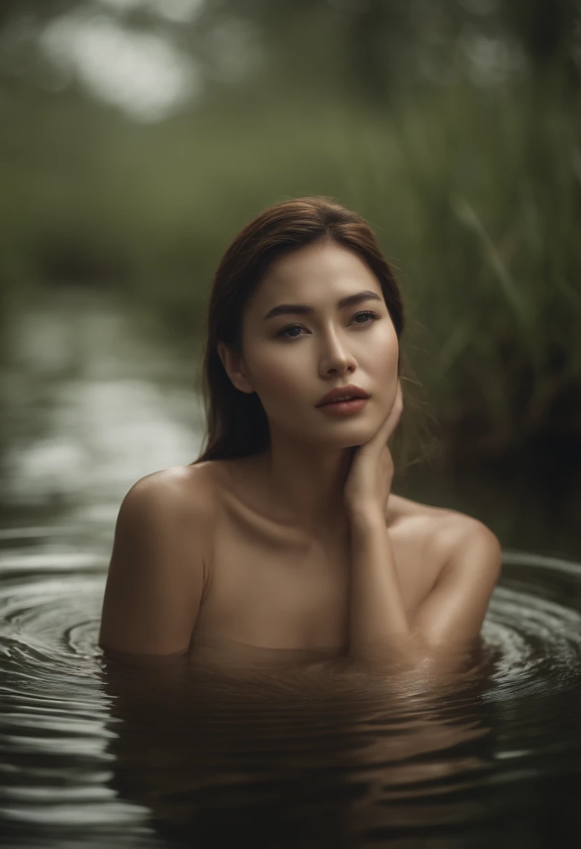 (hyper detailed, young naked female, voluptuous, warm smile, staring seductively into camera:1.14), (hyper detailed, natural perfect wet skin, braided wet hair pulled back, wet hair:1.18), (black and white film, ilford film, monochrome:1.4), (sunrise, dark, moody, haunting:1.16), (dramatic, mist, fantasy glen water cascading over rocks:1.18), (lying on rock:1.23), (backlit, backlighting, sharp focus on girl:1.13), (photorealistic, masterpiece, film, close up, intimate:1.2)