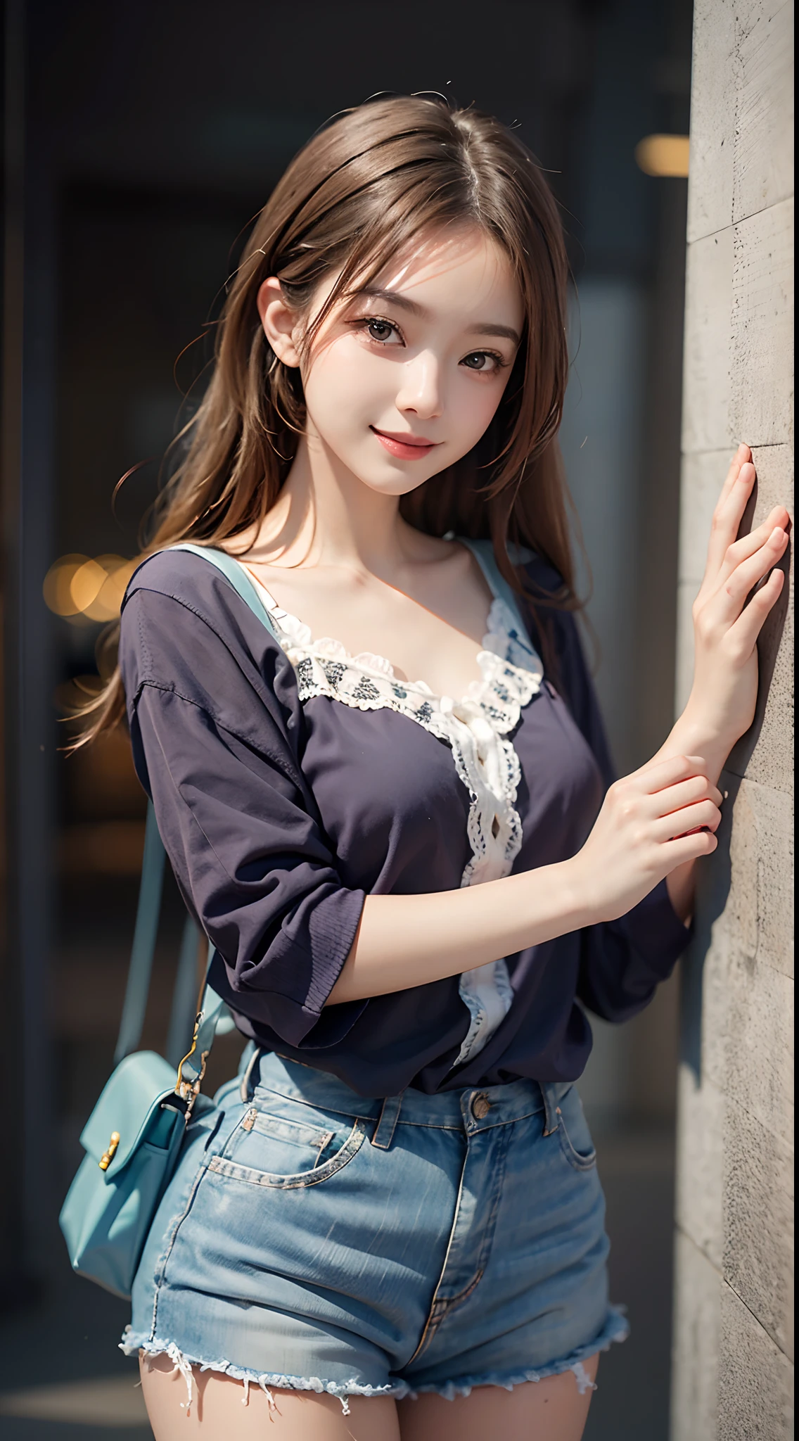 1 girl, pretty, standing, smile, looking at camera, 8k wallpaper, aesthetic wallpaper