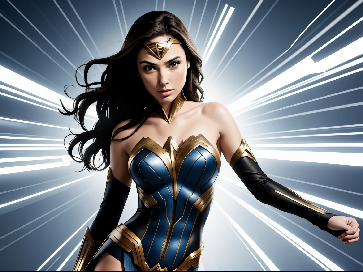 Gal Gadot usa roupas apertadas, AB XCover, Complex pencil sketches, olhos expressivos e nariz e boca, Deszoom, autor：Jim Lee Right Section Centered, .key, visual, Complexo, altamente detalhado, breath-taking, arte de linha precisa, Filme Panorama Vibrante, sentado, dynamic pose, fundo branco