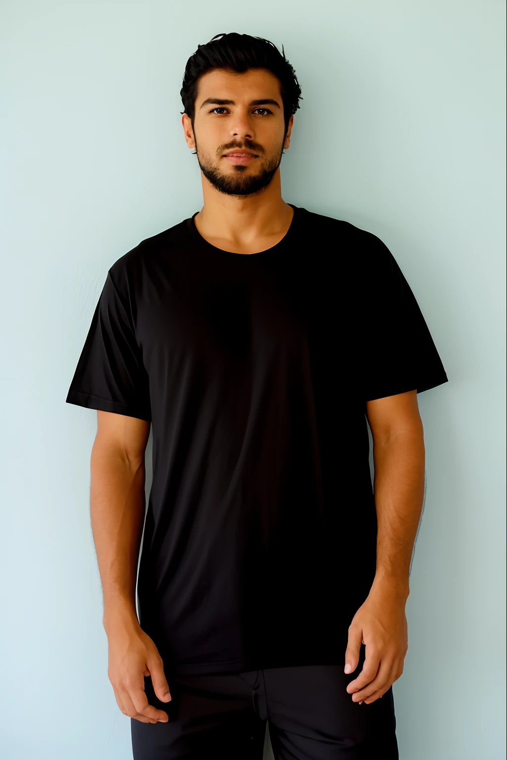 Homem com barba e camisa preta posando para foto, vestindo uma camiseta preta, vestindo camiseta preta, vestindo uma camiseta preta, he is wearing a black t-shirt, vestindo uma camisa preta, vestindo uma camiseta, camiseta preta, T-shirt preta, camiseta preta, vestindo um preto!! T - Camisa