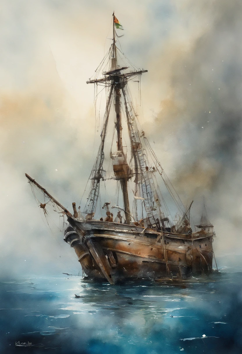 (((show a CHROME ANCHOR stuck at the bottom of a DEEP Ocean floor))) shafts of sunlight filtering through the ocean's surface, illuminating the hidden world beneath, create a captivating underwater scene. vertical panorama, Ultra Wide View. UHD, masterpiece, award winning photo, expansive landscape photograph , (a view from below that shows sky above and open field below),
