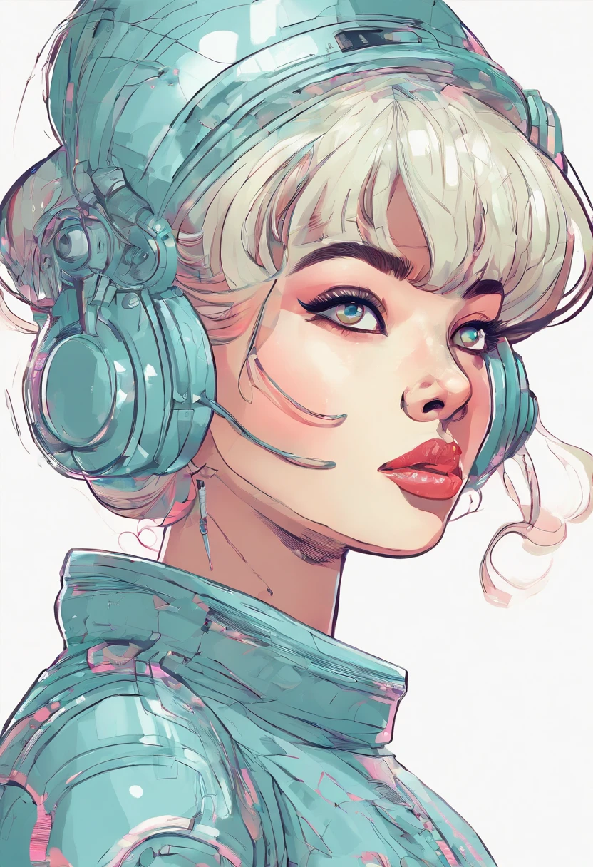 Hairstyles: shapely, A high ponytail adds an element of sophistication and style, Super pretty 20 year old Korean girl,happy face, Cartoon style illustration, Cartoon Art Style, Cartoon Art Style, Digital illustration style, Highly detailed character design, cute detailed digital art, beautiful digital illustration, high quality portrait, Comic art, Asia, Character Design Portrait, Rough line sketch style,