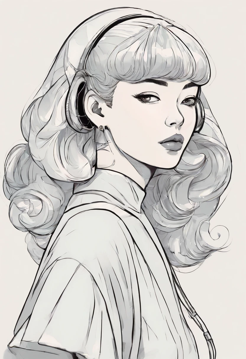 Hairstyles:  shapely, A high ponytail adds an element of sophistication and style, Super pretty 20 year old Korean girl,happy face, Cartoon style illustration, Cartoon Art Style, Cartoon Art Style, Digital illustration style, Highly detailed character design, cute detailed digital art, beautiful digital illustration, high quality portrait, Comic art, Asia, Character Design Portrait, Rough line sketch style,