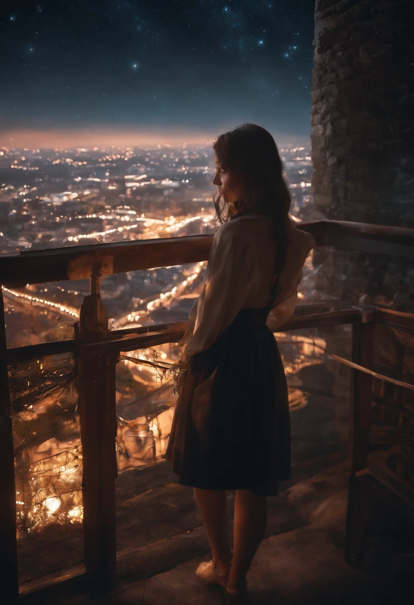 Anime girl standing on roof looking at the night sky with stars, Anime wallpaper 4K, Anime wallpaper 4 k, 4K anime wallpaper, Anime art wallpaper 8 K, Anime art wallpaper 4k, Anime art wallpaper 4 K, style of anime4 K, Makoto Shinkai Cyril Rolando, 4k manga wallpapers, anime wallpaper, Amazing wallpapers, meteors