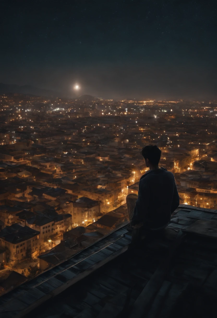 Anime boy standing on roof looking at the night sky with stars, Anime wallpaper 4K, Anime wallpaper 4 k, 4K anime wallpaper, Anime art wallpaper 8 K, Anime art wallpaper 4k, Anime art wallpaper 4 K, style of anime4 K, Makoto Shinkai Cyril Rolando, 4k manga wallpapers, anime wallpaper, Amazing wallpapers, meteors