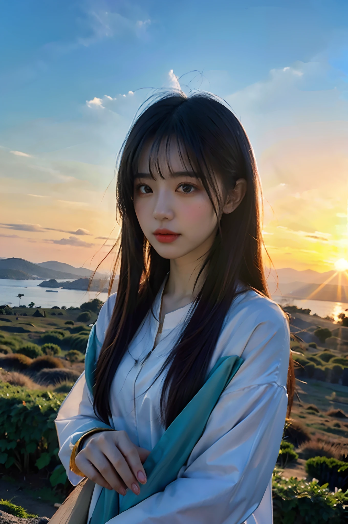 best quality,masterpiece,1girl of a Imaginative Macanese Female Page,Crude hair,background is Unique The Tablets of Stone,at Sunrise,Cel shaded,anaglyph effect,ultra high res,Extremely Detailed Official Unity 8K Wallpapers,ultra high res,ultra high quality,