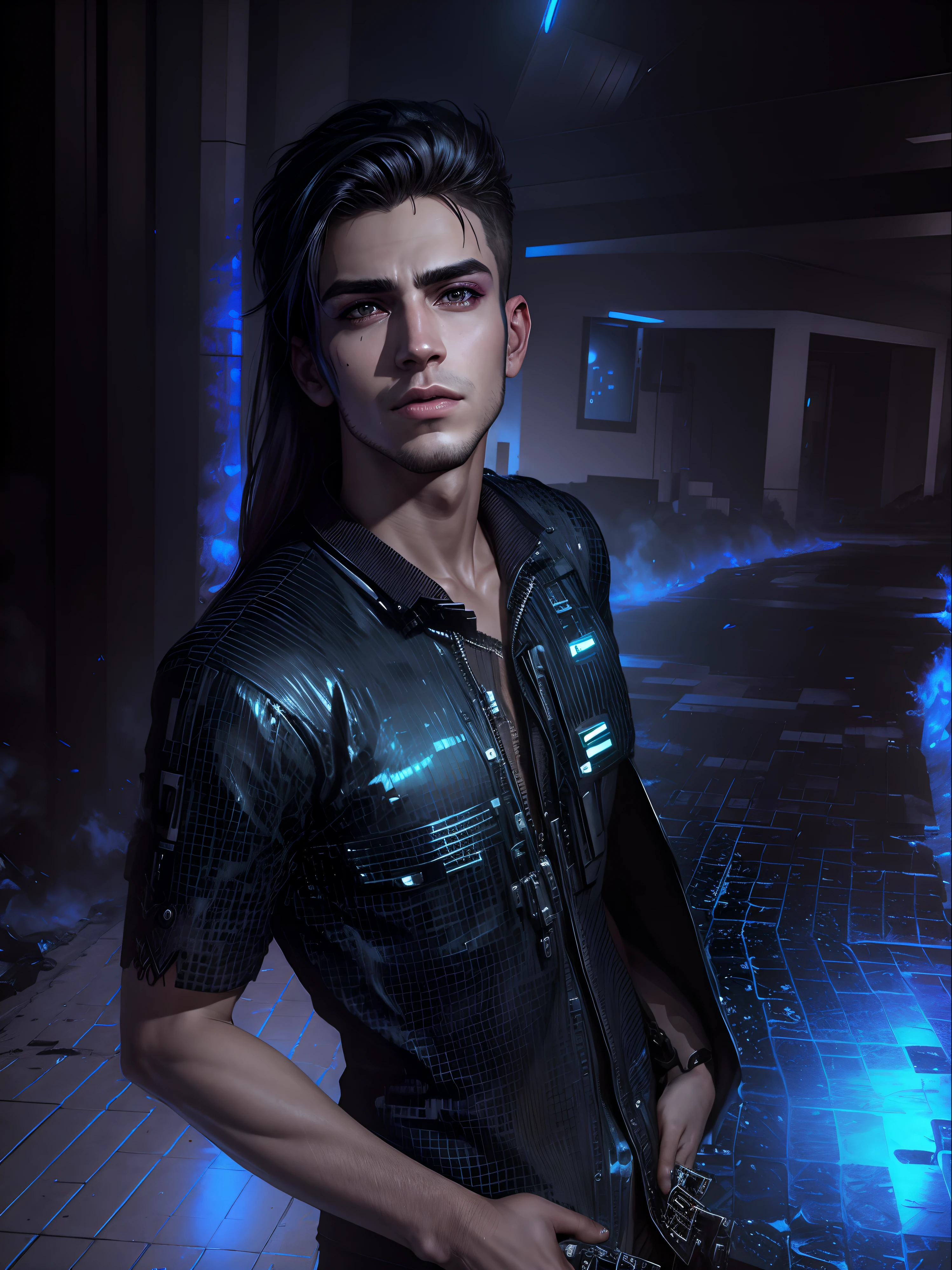 Change background cyberpunk handsome boy ,realistic face ,8k Ultra ,