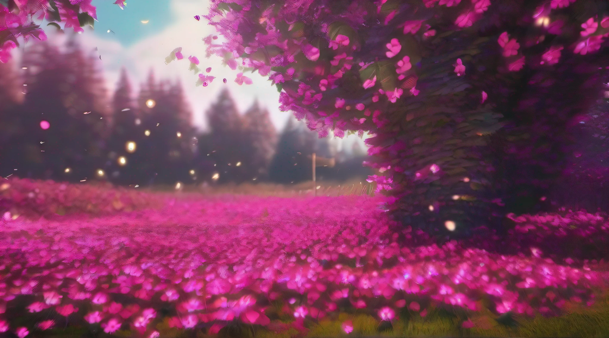 🌟 # 🎈 @ 🌺 $ 🍀 * 🐾 %. Trunkfull of glowing pink flowers. --seed 777, Ultra HD, photorealistic, 32k, --AR 16:9, --v 5.1, -- s 155, --CHAOS 1250